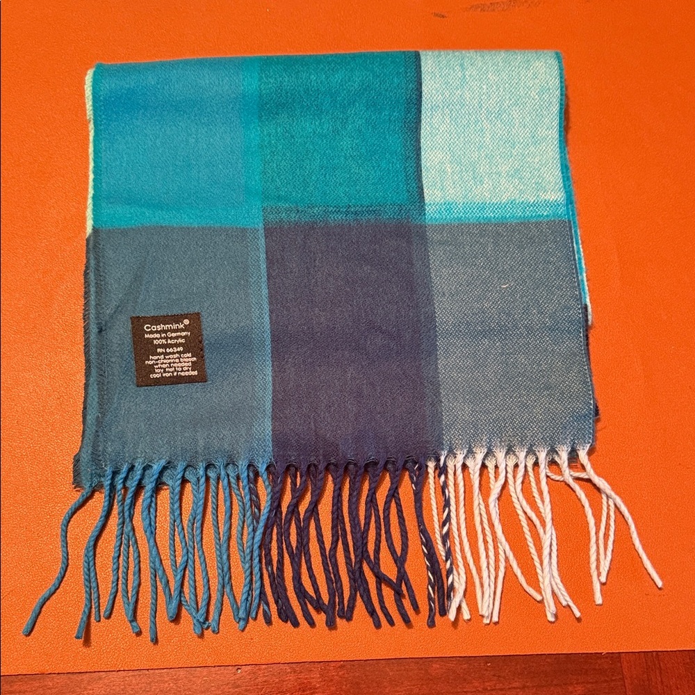 Cosima Blue and Teal Plaid Scarf